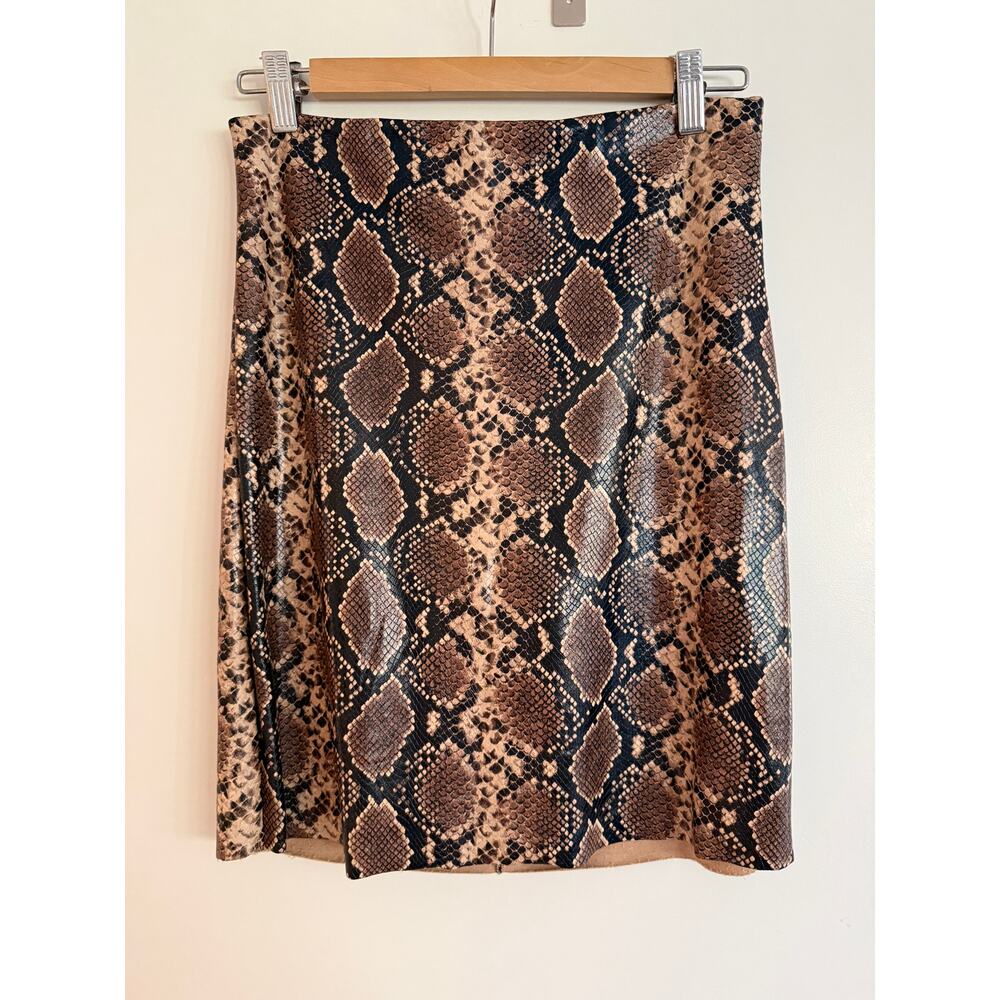 Commando Faux Leather Snake Print Skirt Size M/L Stretch Pull On Vegan Leather